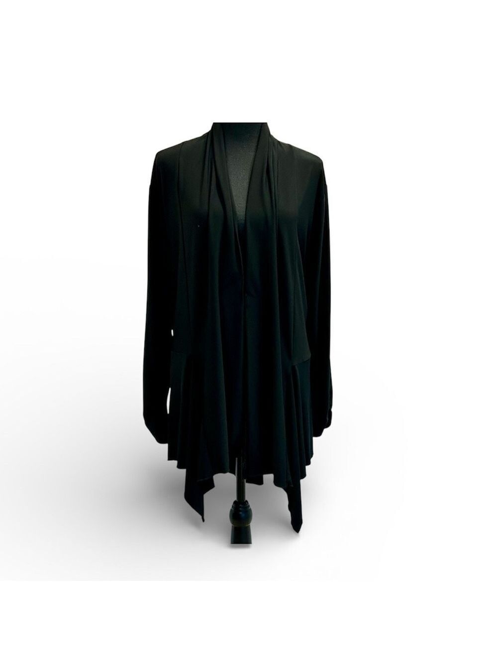Sympli black open front long sleeve asymmetrical cardigan sweater Sz 10